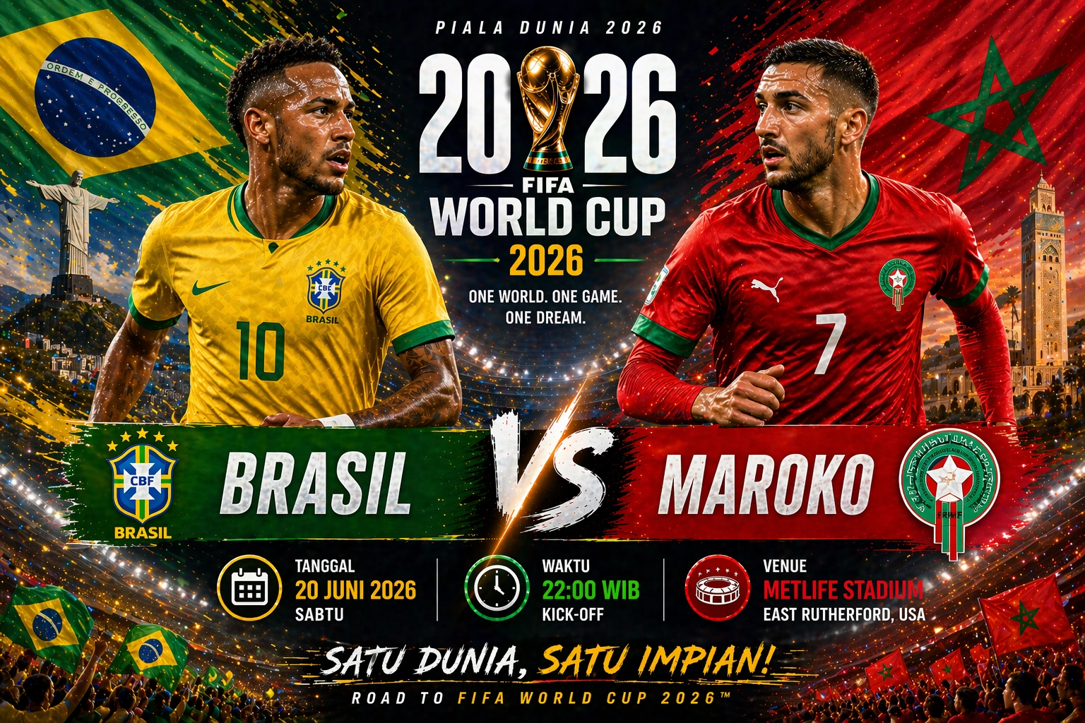 Prediksi Skor Brasil vs Maroko Piala Dunia 2026