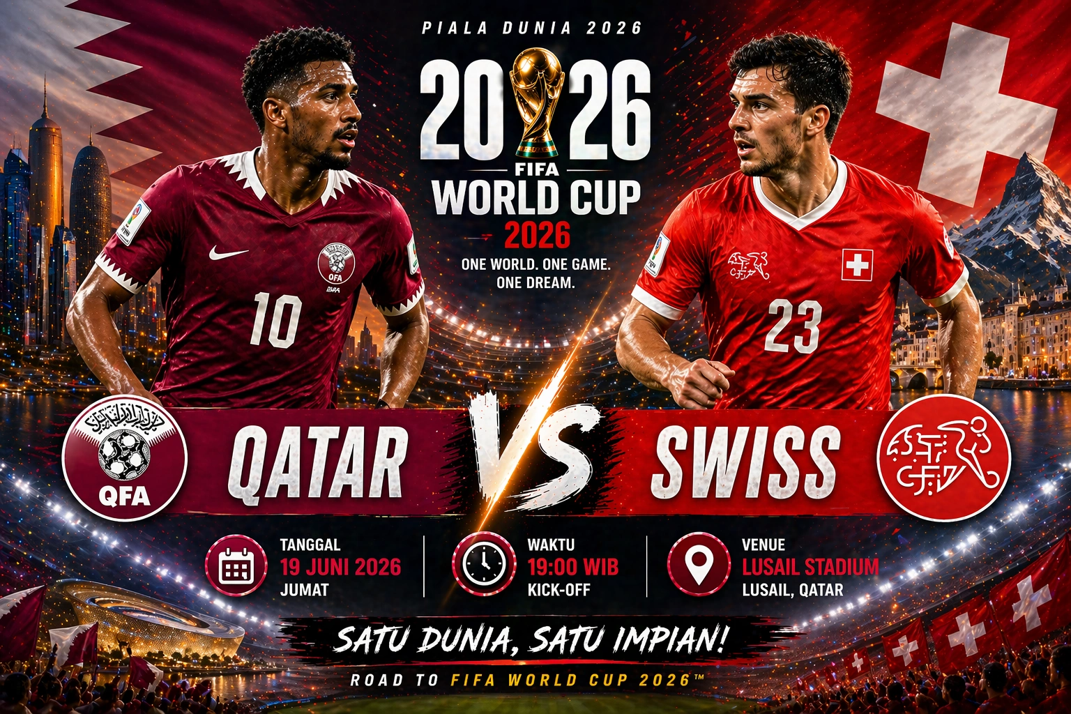 Prediksi Skor Qatar vs Swiss Piala Dunia 2026