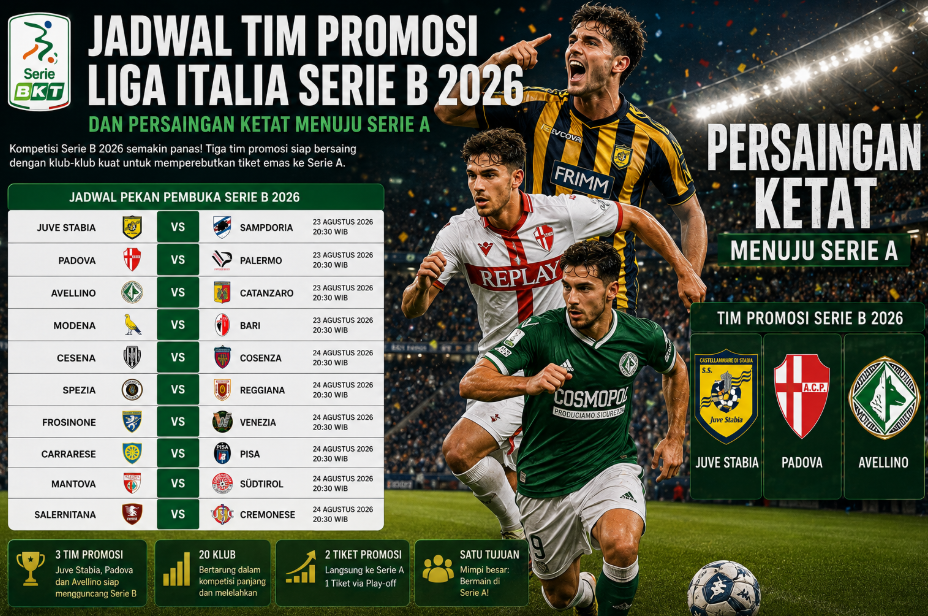 Jadwal Tim Promosi Liga Italia Serie B 2026 dan Persaingan Ketat Menuju Serie A