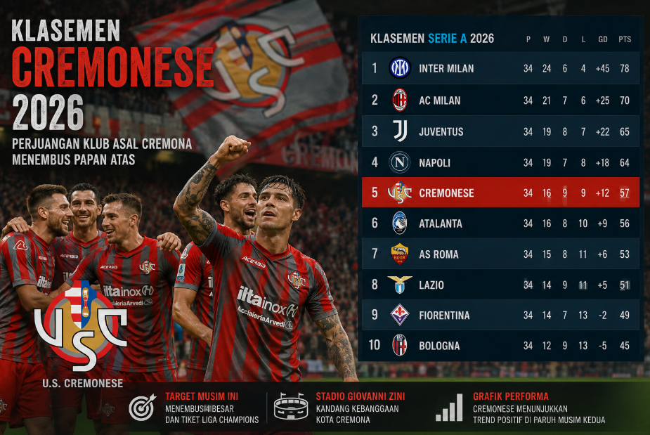 Klasemen Cremonese 2026 Perjuangan Klub Asal Cremona Menembus Papan Atas