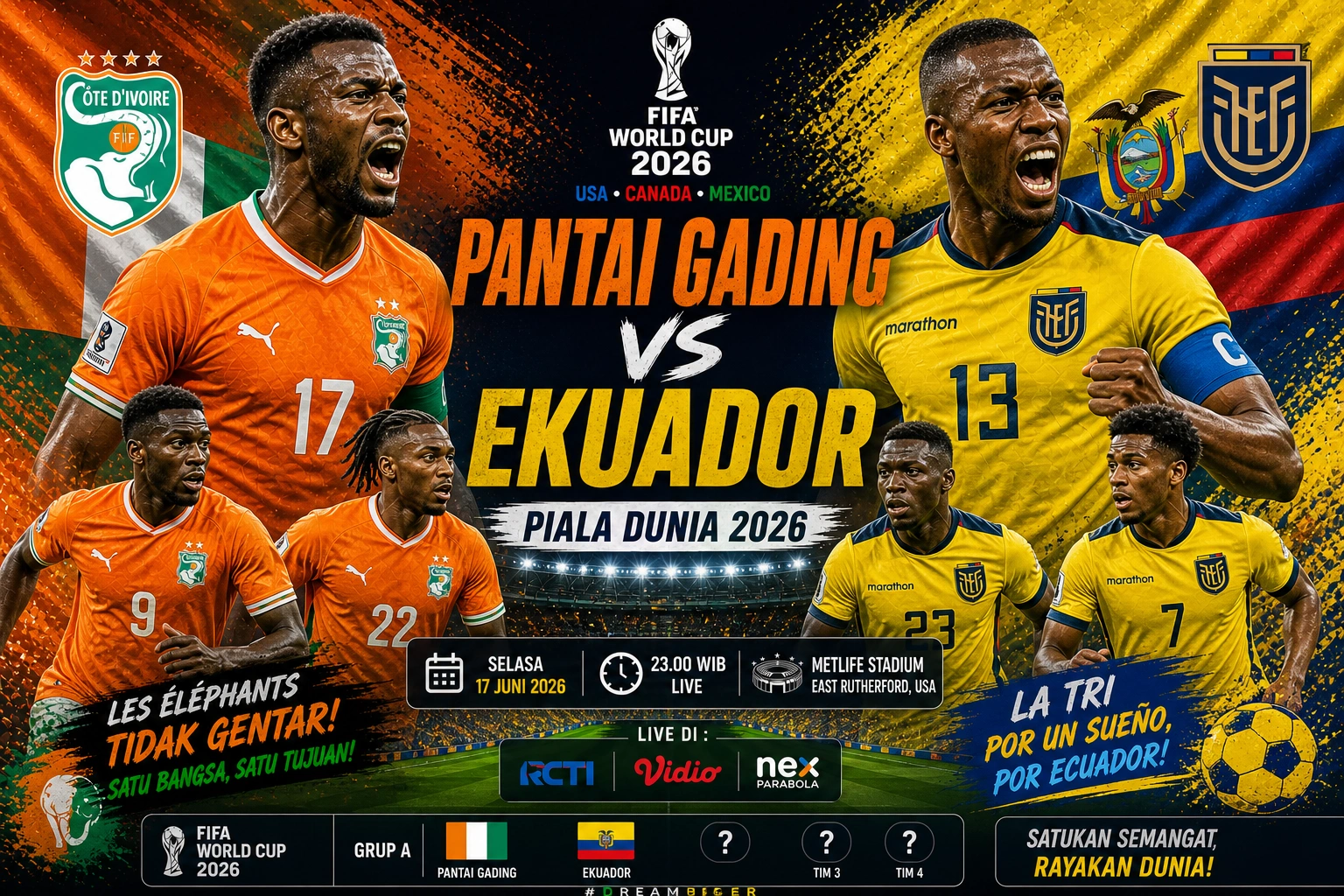 Prediksi Skor Pantai Gading VS Ekuador Piala dunia 2026