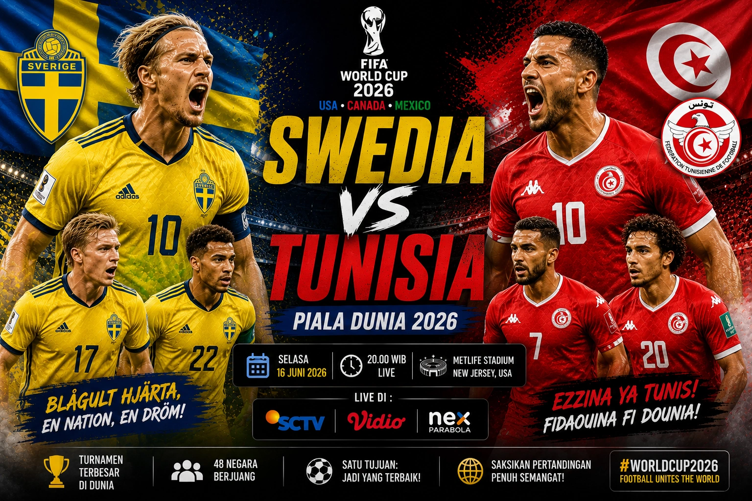 Prediksi Skor Swedia VS Tunisia Piala Dunia 2026