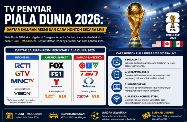 TV Penyiar Piala Dunia 2026: Daftar Saluran Resmi dan Cara Nonton Secara Live
