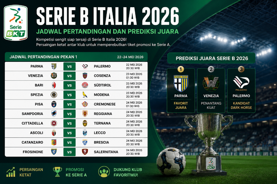 Serie B Italia 2026: Jadwal Pertandingan dan Prediksi Juara