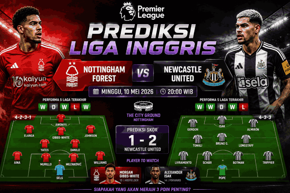 Prediksi Skor Nottingham Forest vs Newcastle - Duel Liga Inggris